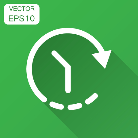 Clock time icon in flat style. Vector illustration with long shadow. Business concept clock timer pictogram.のイラスト素材