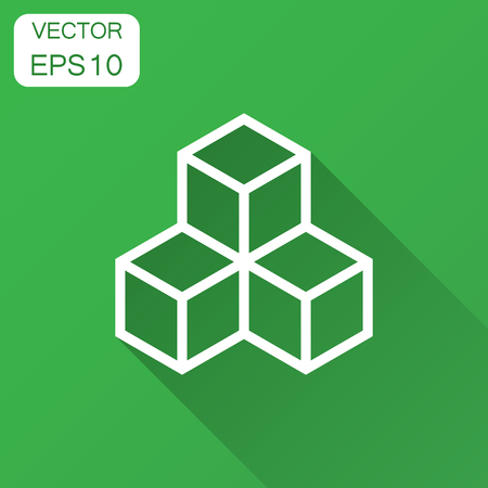 Blockchain technology vector icon in flat style. Cryptography cube block illustration with long shadow. Blockchain algorithm concept.のイラスト素材