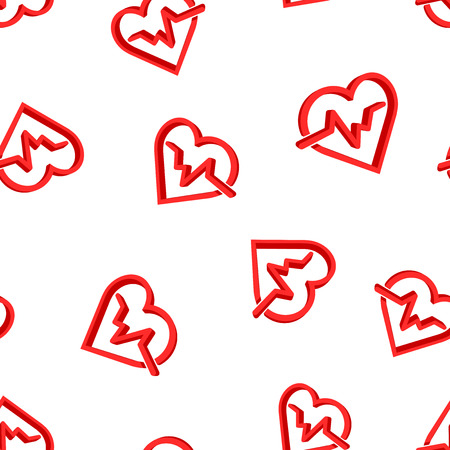 Heartbeat line with heart icon seamless pattern background. Business concept vector illustration. Heart rhythm symbol pattern.のイラスト素材