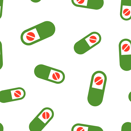 Capsule pills tablet icon seamless pattern background. Business concept vector illustration. Capsule and drug symbol pattern.のイラスト素材