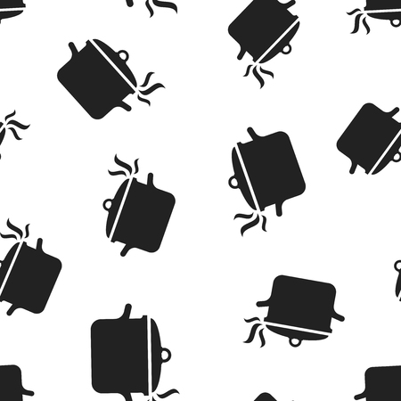 Cooking pan icon seamless pattern background. Business concept vector illustration. Kitchen pot saucepan symbol pattern.のイラスト素材