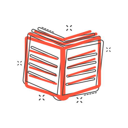Cartoon book icon in comic style. Book illustration pictogram. Education splash business concept.のイラスト素材