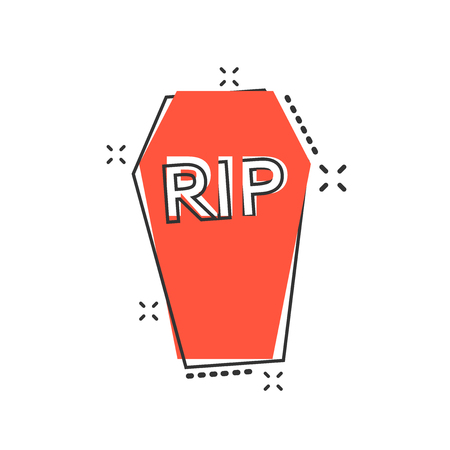 Vector cartoon halloween grave icon in comic style. Gravestone sign illustration pictogram. Rip business splash effect concept.のイラスト素材