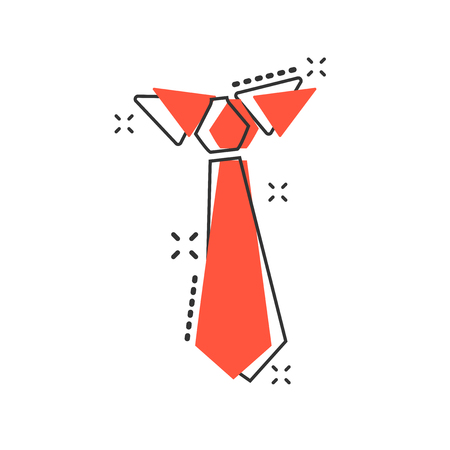 Vector cartoon tie icon in comic style. Necktie sign illustration pictogram. Tie business splash effect concept.のイラスト素材