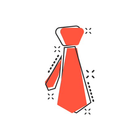 Vector cartoon tie icon in comic style. Necktie sign illustration pictogram. Tie business splash effect concept.のイラスト素材