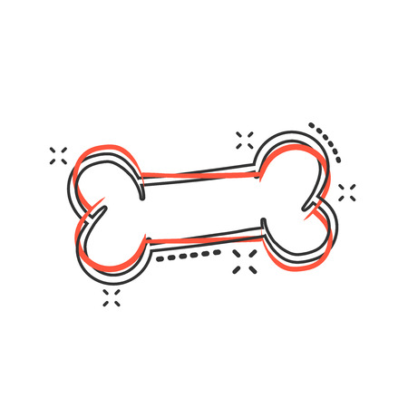 Vector cartoon dog bone toy icon in comic style. Hand drawn bone sign illustration pictogram. Skeleton os business splash effect concept.のイラスト素材