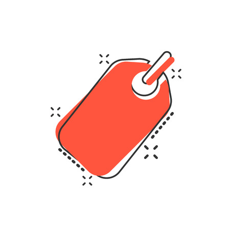 Vector cartoon empty tag icon in comic style. Price sale concept illustration pictogram. Promotion coupon business splash effect concept.のイラスト素材