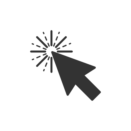 Computer mouse cursor icon in flat style. Arrow cursor vector illustration on white isolated background. Mouse aim business concept.のイラスト素材