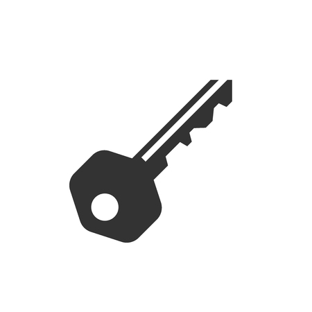 Key icon in flat style. Access login vector illustration on white isolated background. Password key business concept.のイラスト素材