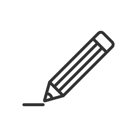 Pencil with rubber eraser icon in flat style. Highlighter vector illustration on white isolated background. Pencil business concept.のイラスト素材