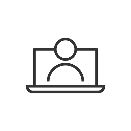 Online training process icon in flat style. Webinar seminar vector illustration on white isolated background. E-learning business concept.のイラスト素材