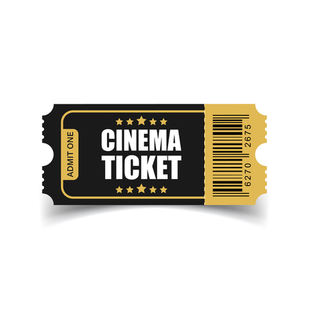 Realistic cinema ticket icon in flat style. Admit one coupon entrance vector illustration on white isolated background. 3d ticket business concept.のイラスト素材