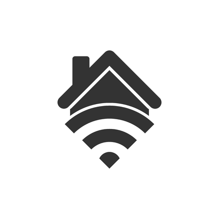 Smart home icon in flat style. House control vector illustration on white isolated background. Smart home business concept.のイラスト素材