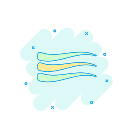 Cartoon colored wave icon in comic style. Flow sign illustration pictogram. Wave splash business concept.のイラスト素材
