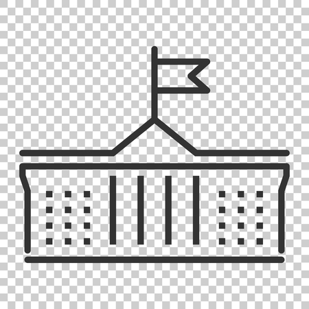 Bank building icon in flat style. Government architecture vector illustration on isolated background. Museum exterior business concept.のイラスト素材