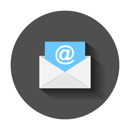 Mail envelope icon in flat style. Email message vector illustration with long shadow. Mailbox e-mail business concept.のイラスト素材
