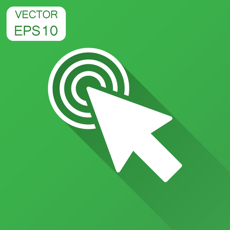 Computer mouse cursor icon in flat style. Arrow cursor vector illustration with long shadow. Mouse aim business concept.のイラスト素材