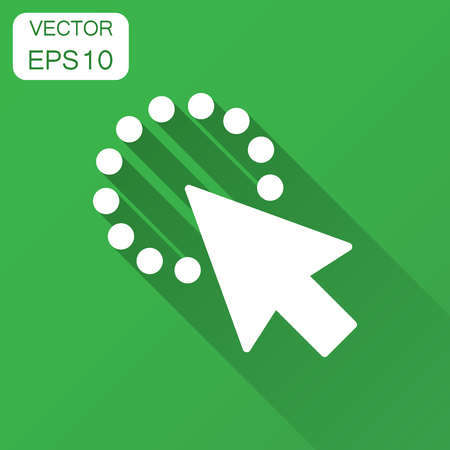 Computer mouse cursor icon in flat style. Arrow cursor vector illustration with long shadow. Mouse aim business concept.のイラスト素材