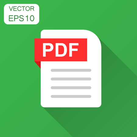 Pdf document note icon in flat style. Paper sheet vector illustration with long shadow. Pdf notepad document business concept.のイラスト素材