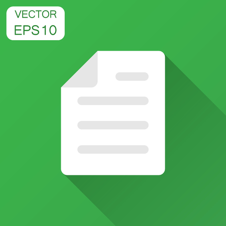 Document note icon in flat style. Paper sheet vector illustration with long shadow. Notepad document business concept.のイラスト素材