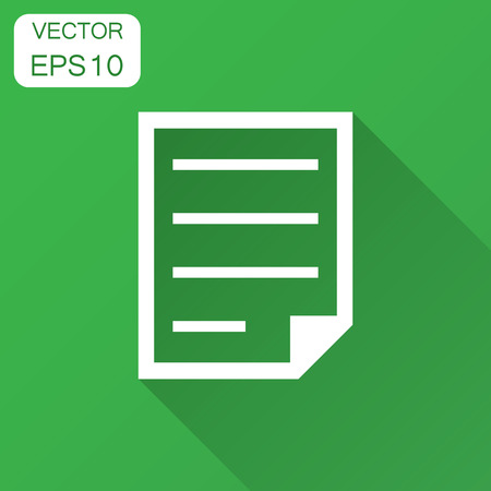 Document note icon in flat style. Paper sheet vector illustration with long shadow. Notepad document business concept.のイラスト素材