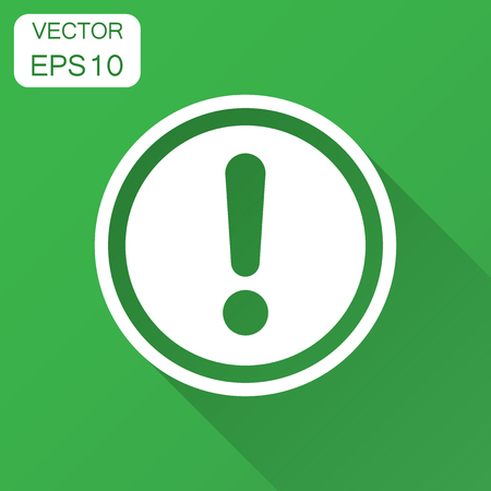 Exclamation mark icon in flat style. Danger alarm vector illustration with long shadow. Caution risk business concept.のイラスト素材
