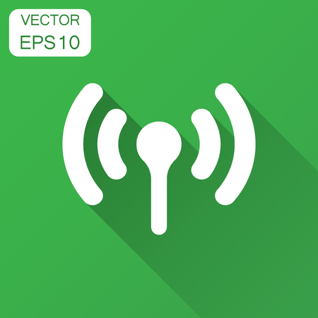 Wifi internet sign icon in flat style. Wifi wireless technology vector illustration with long shadow. Network wifi business concept.のイラスト素材