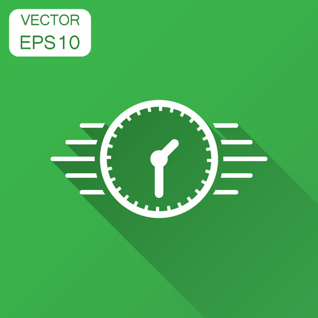 Clock countdown icon in flat style. Time chronometer vector illustration with long shadow. Clock business concept.のイラスト素材