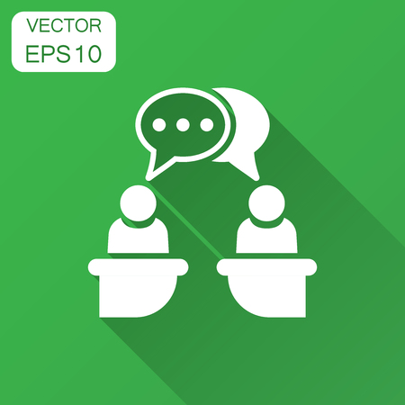 Politic debate icon in flat style. Presidential debates vector illustration with long shadow. Businessman discussion business concept.のイラスト素材