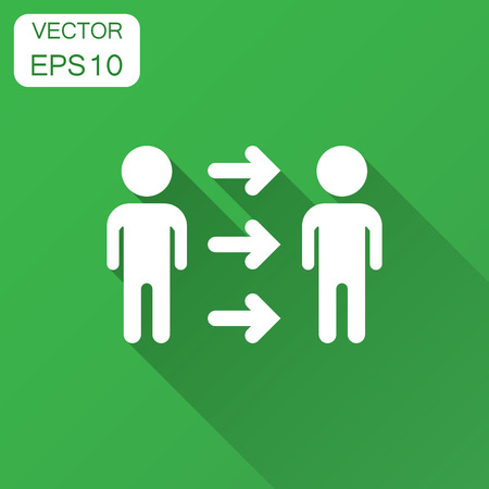 People referral icon in flat style. Business communication vector illustration with long shadow. Reference teamwork business concept.のイラスト素材