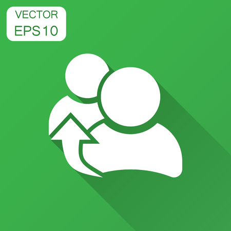People referral icon in flat style. Business communication vector illustration with long shadow. Reference teamwork business concept.のイラスト素材
