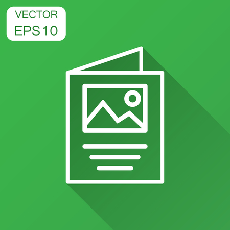Flyer leaflet icon in flat style. Brochure sheet vector illustration with long shadow. Booklet flyer business concept.のイラスト素材