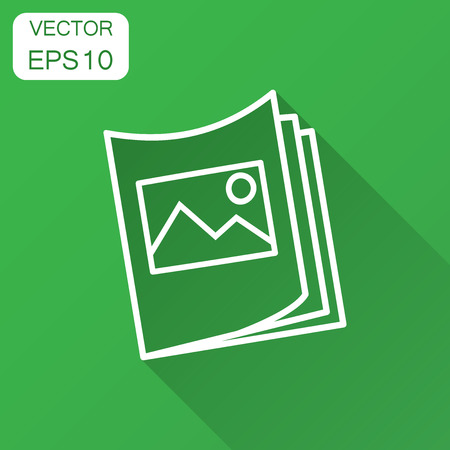 Flyer leaflet icon in flat style. Brochure sheet vector illustration with long shadow. Booklet flyer business concept.のイラスト素材