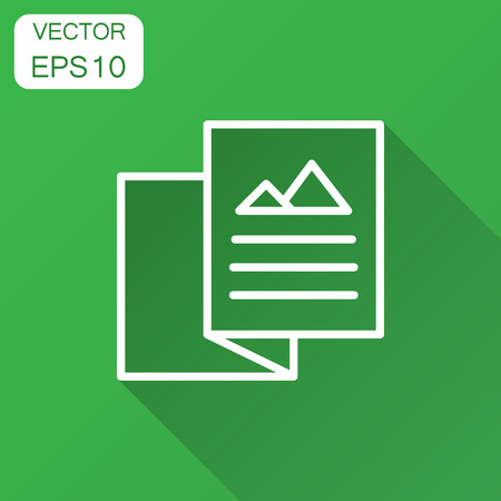 Flyer leaflet icon in flat style. Brochure sheet vector illustration with long shadow. Booklet flyer business concept.のイラスト素材