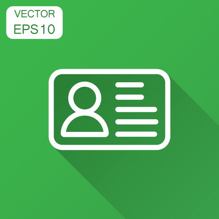 Id card icon in flat style. Identity badge vector illustration with long shadow. Access cardholder people business concept.のイラスト素材