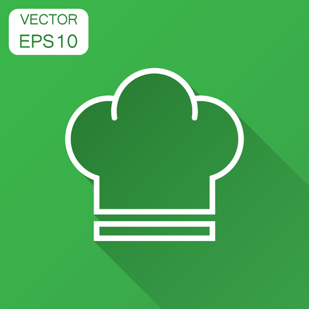 Chef hat icon in flat style. Cooker cap vector illustration with long shadow. Chef restaurant business concept.のイラスト素材