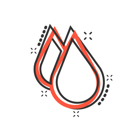 Water drop icon in comic style. Raindrop vector cartoon illustration pictogram. Droplet water blob business concept splash effect.のイラスト素材