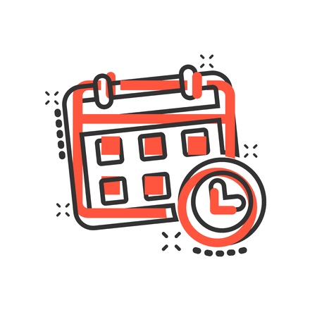 Calendar agenda icon in comic style. Planner vector cartoon illustration pictogram. Calendar business concept splash effect.のイラスト素材