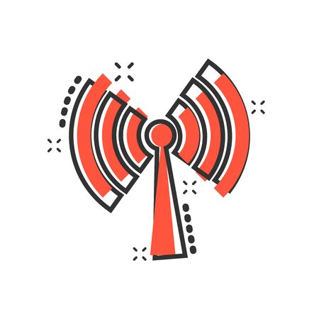 Wifi internet icon in comic style. Wi-fi wireless technology vector cartoon illustration pictogram. Network wifi business concept splash effect.のイラスト素材