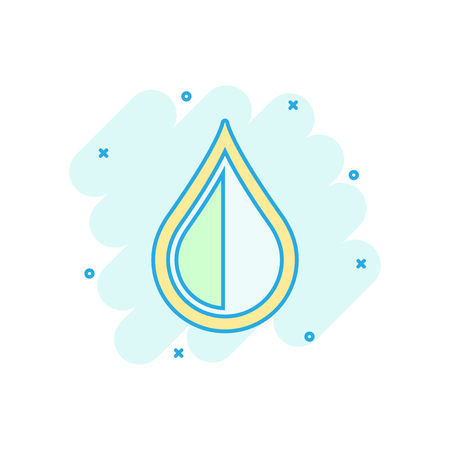 Water drop icon in comic style. Raindrop vector cartoon illustration pictogram. Droplet water blob business concept splash effect.のイラスト素材