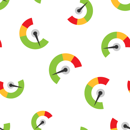 Meter dashboard icon seamless pattern background. Credit score indicator level vector illustration. Gauges with measure scale symbol pattern.のイラスト素材