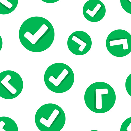 Check mark icon seamless pattern background. Ok, accept vector illustration. Tick symbol pattern.のイラスト素材
