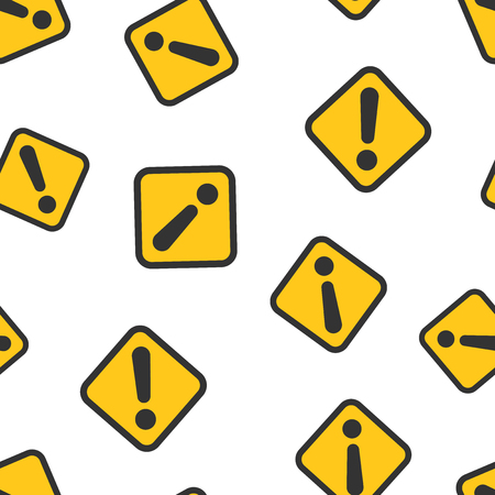 Exclamation mark icon seamless pattern background. Danger alarm vector illustration. Caution risk symbol pattern.のイラスト素材