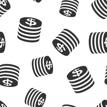 Coins stack icon seamless pattern background. Dollar coin vector illustration. Money stacked symbol pattern.のイラスト素材