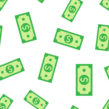 Dollar currency banknote icon seamless pattern background. Dollar cash vector illustration. Banknote bill symbol pattern.のイラスト素材