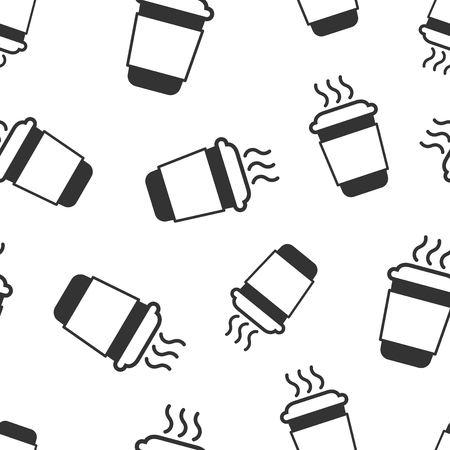 Coffee, tea cup icon seamless pattern background. Coffee mug vector illustration. Drink symbol pattern.のイラスト素材