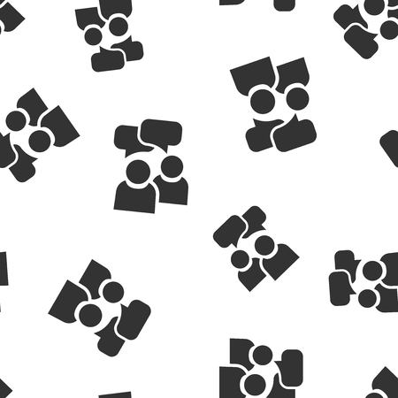People with speech bubble icon seamless pattern background. Business agreement vector illustration. Partnership talk symbol pattern.のイラスト素材