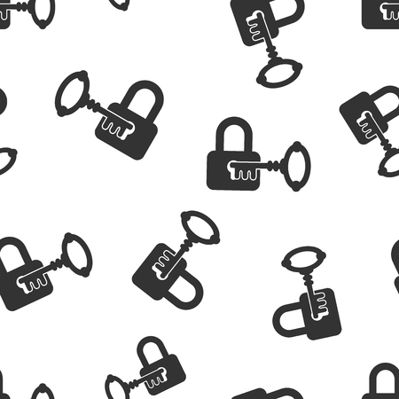 Key with padlock icon seamless pattern background. Access login vector illustration. Lock keyhole symbol pattern.のイラスト素材