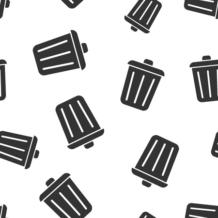 Trash bin garbage icon seamless pattern background. Trash bucket vector illustration. Garbage basket symbol pattern.のイラスト素材