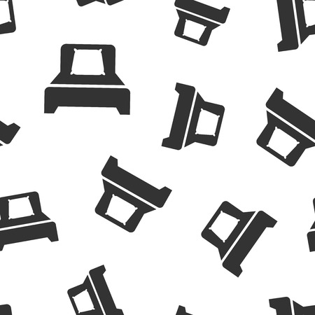 Bed icon seamless pattern background. Sleep bedroom vector illustration. Relax sofa symbol pattern.のイラスト素材